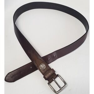 Realtree Belt Two Tone Brown Leather 40 Accent Applique Silver Deer Conch Buckle